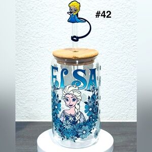 Elsa Blue Floral Glass Jar with Bamboo Lid